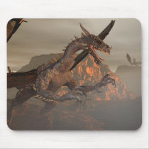 fire, dragon, dragons, volcano, mystical, mystic, medieval, fantasy, fantasies, art, realism, wing, wings, magic, magical, ancient, dark, evil, scary, scare, volcanoes, Mouse pad with custom graphic design