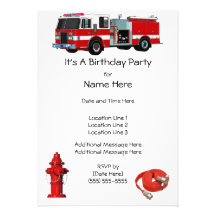 Fire Engine Birthday Party Invites