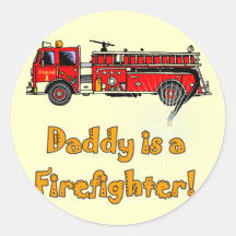 Fire Engine Daddy Firefighter T-shirts and Gifts Round Sticker