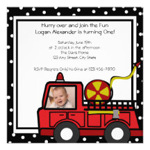 Fire Engine Fun/ Photo Custom Invitations
