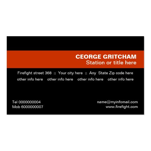 Fire fighter/fireman eye catching business cards (back side)