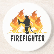 Fire Fighter Flames Drink Coasters
