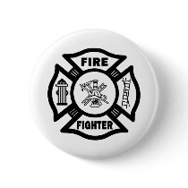 Fire Fighter Maltese Pinback Buttons