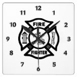 Fire Fighter Maltese Logo Square Wall Clock