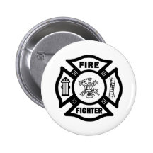 Fire Fighter Maltese Pinback Buttons