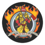 Fire Fighters Fear No Fire Round Stickers