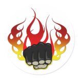 Fire fist round sticker