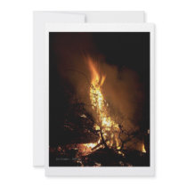 Fire flame man shape burning bonfire picture personalized announcements