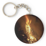 Fire flame man shape burning bonfire picture key chain
