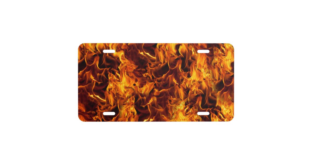 Fire / Flame Pattern Background License Plate Zazzle