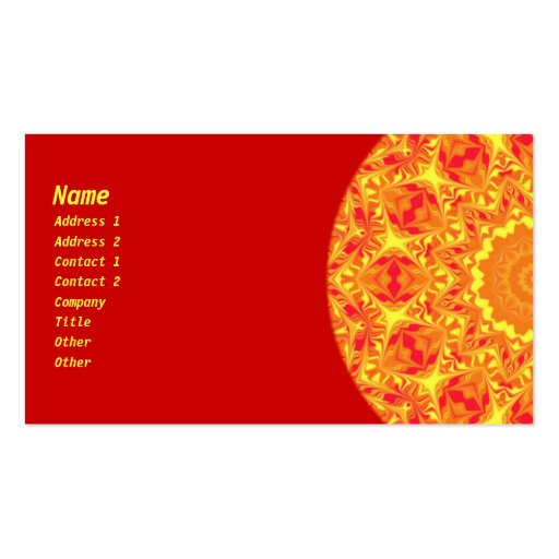 Fire Flower Kaleidoscope Business Card Template (front side)