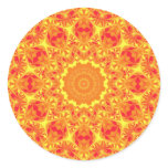 Fire Flower Kaleidoscope Round Stickers