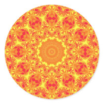 Fire Flower Kaleidoscope Round Stickers