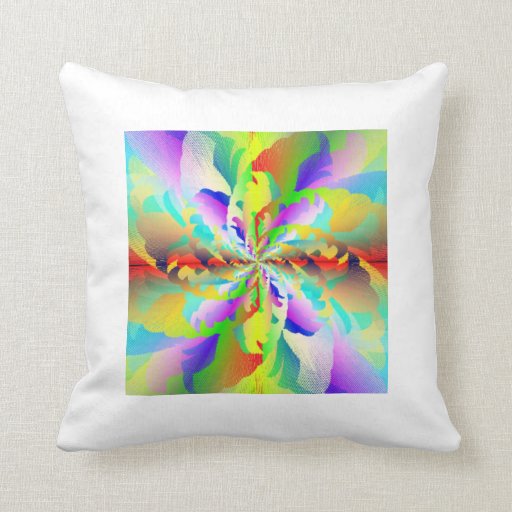 Fire Flower Rainbow Throw Pillow