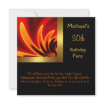 Fire Gold Black 30th Birthday Party invitations