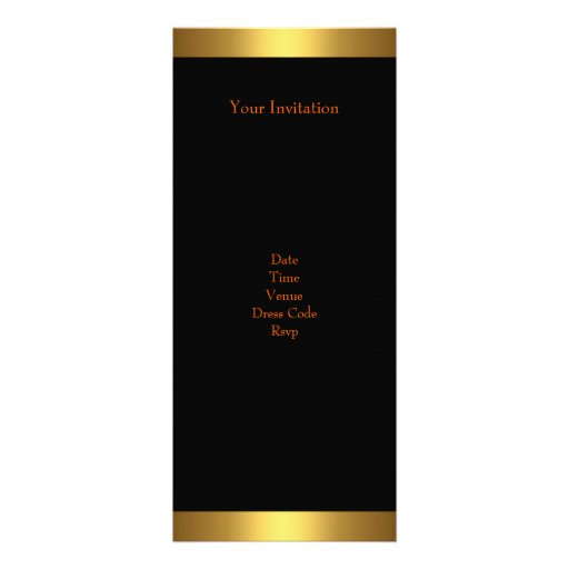 Fire Gold Black 30th Birthday Party Long Invitations