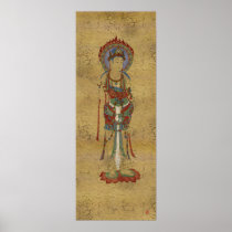 Fire Halo Buddha Bamboo Background Art Print posters