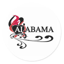 Fire Heart Alabama Round Stickers