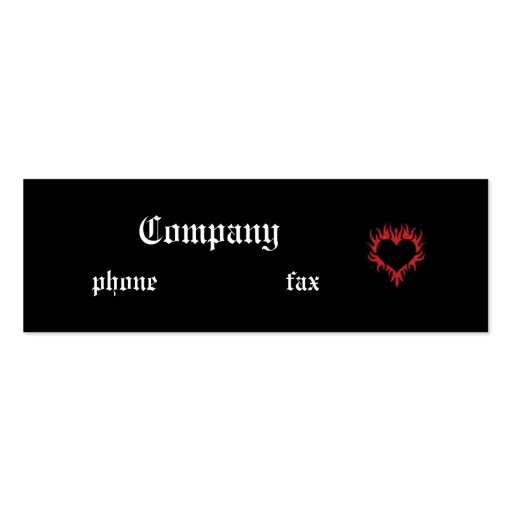 Fire Heart Black Gothic Business Card