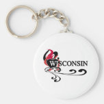 Fire Heart Wisconsin Keychain