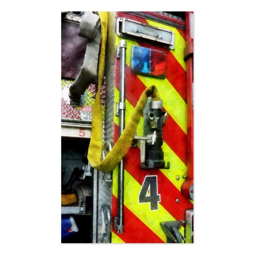 Fire Hose on Striped Fire Engine Business Card (back side)