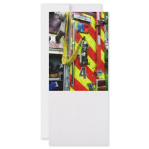 Fire Hose on Striped Fire Engine Customized Rack Card