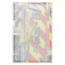 Fire Hose on Striped Fire Engine Custom Stationery