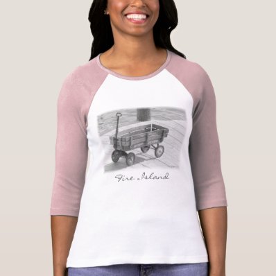 &#39;Fire Island Wagon&#39; Ladies&#39; 3/4 Slve Raglan T Shirts