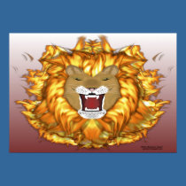 Fire Lion Poster posters