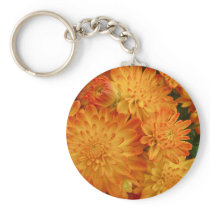 Fire Orange Chrysanthemums Keychain