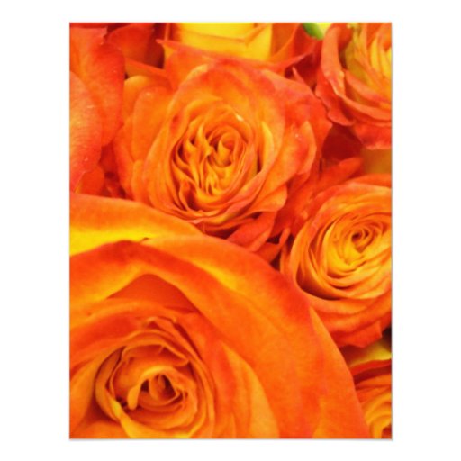 Fire Orange Roses Invitations