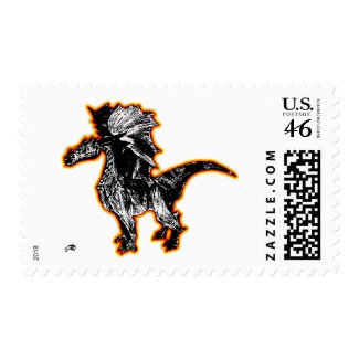 Fire outline black and white dragon stamp