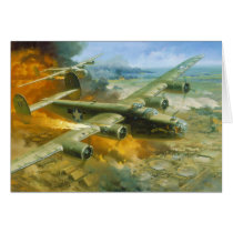 Fire Over Ploesti by Roy Grinnell Greeting Cards