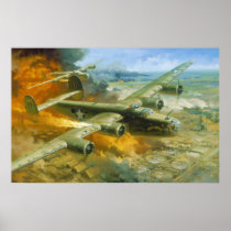 Fire Over Ploesti by Roy Grinnell Print