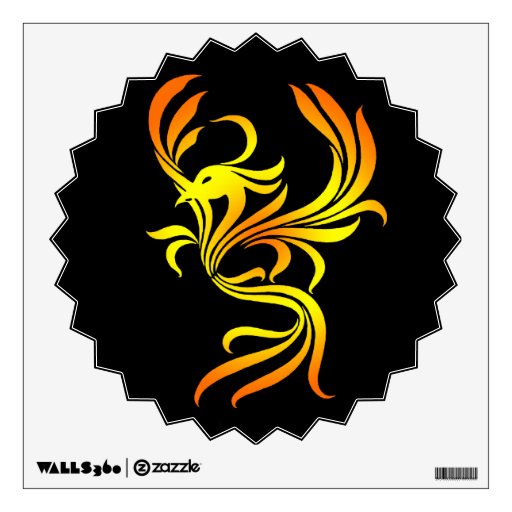 Fire Phoenix on Black Wall Decal Zazzle