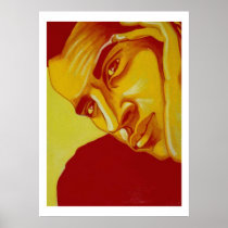 fire, orange, sexy, urban, pastel, painting, male, Poster with custom graphic design