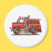 Fire Pumper Rescue Truck Round Magnet magnets