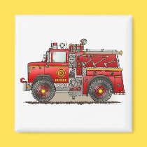 Fire Pumper Rescue Truck Square Magnet magnets