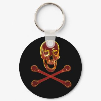 Fire Red Pirate Skull keychain