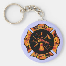 Fire Rescue Flaming Cross Keychain