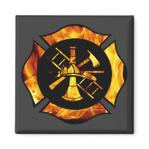 Fire Rescue Flaming Maltese Cross magnets by kklawiter Fire Rescue Flaming Maltese Cross magnets
