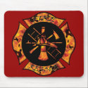 Fire Rescue Flaming Maltese Cross Mousepad