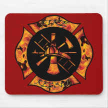 Fire Rescue Flaming Maltese Cross Mousepad