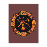 Fire Rescue Flaming Maltese Cross Postcard