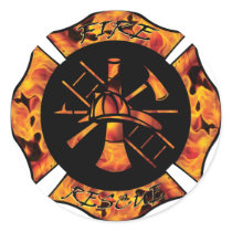 Fire Rescue Flaming Maltese Cross stickers by kklawiter Fire Rescue Flaming Maltese Cross stickers