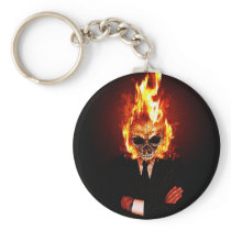 skull, fire, rock'n'roll, comic, rock' roll, incredible, flame, single, hard rock, metal, Keychain with custom graphic design