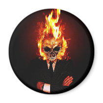 Fire skull refrigerator magnet