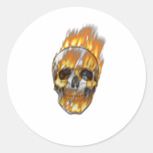 Fire Skull Round Sticker
