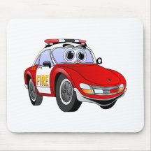 Fire Sports Car Cartoon Mouse Pad