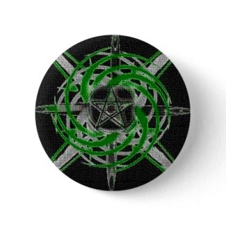 Fire Star Green Pentagram button